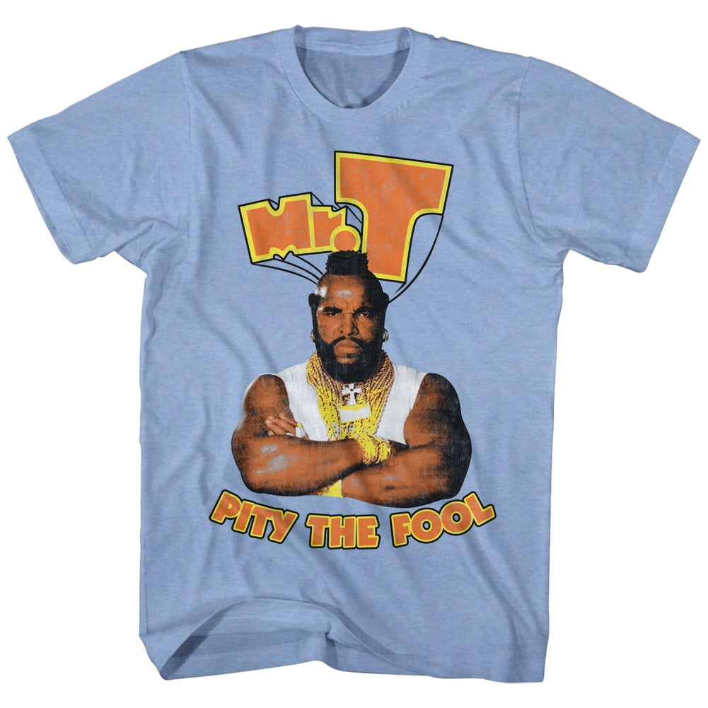 Mr. T Mens S/S T-Shirt - Pity - Heather Light Blue Heather