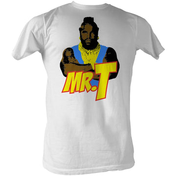 Mr. T Mens S/S T-Shirt - Cartoon T - Solid White