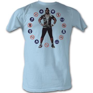 Mr. T Mens S/S T-Shirt - No Way Sucka - Heather Light Blue Heather