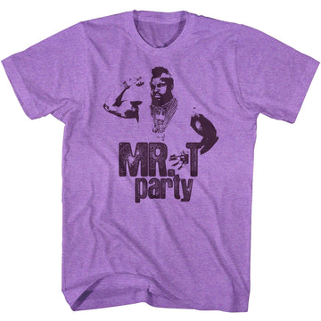 Mr. T Mens S/S T-Shirt - Mr T Party - Heather Neon Purple Heather