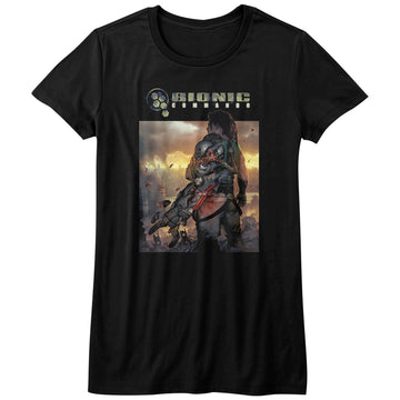 Bionic Commando Girls Juniors S/S T-Shirt - The World Burn - Solid Black