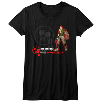 Bionic Commando Girls Juniors S/S T-Shirt - Rearmed - Solid Black