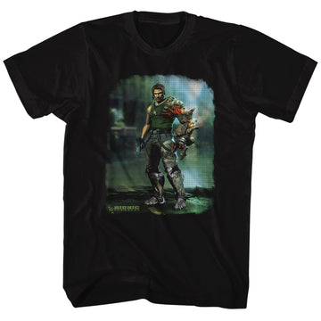 Bionic Commando Mens S/S T-Shirt - Damaged Road - Solid Black