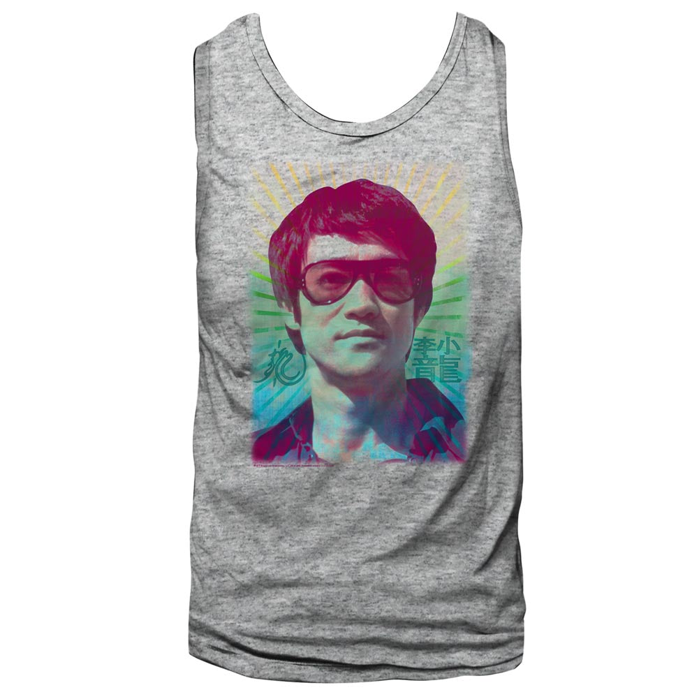 Bruce Lee Mens  Tank - Rainbow - Heather Athletic Gray
