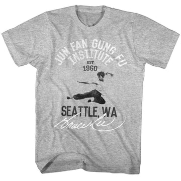 Bruce Lee Mens S/S T-Shirt - Junfangungfu - Heather Gray Heather