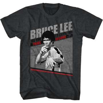 Bruce Lee Mens S/S T-Shirt - Bruce Lee Symbol - Heather Black Heather