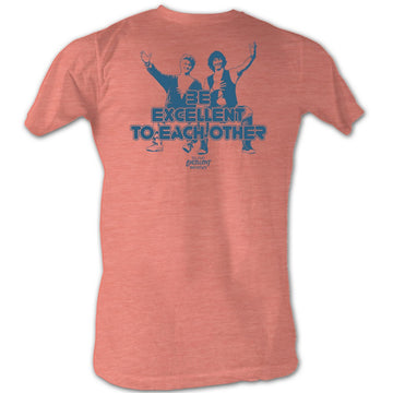 Bill And Ted Mens S/S T-Shirt - Excellent - Heather Bright Orange Heather