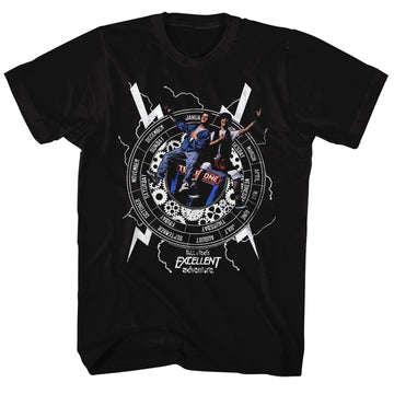 Bill And Ted Mens S/S T-Shirt - Back To Time - Solid Black