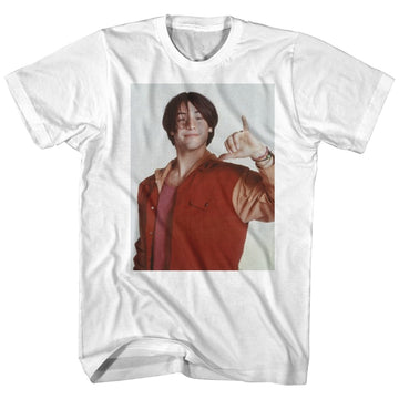 Bill And Ted Mens S/S T-Shirt - Hang Ten - Solid White