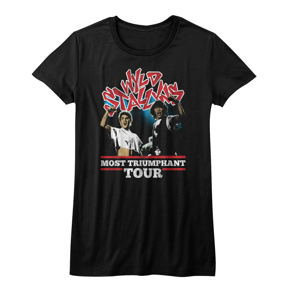 Bill And Ted Girls Juniors S/S T-Shirt - Most Triumphant - Solid Black