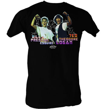Bill And Ted Mens S/S T-Shirt - Light Show - Solid Black
