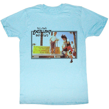 Bill And Ted Mens S/S T-Shirt - Rock Sesh - Heather Light Blue Heather