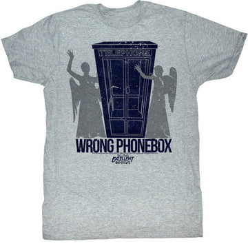 Bill And Ted Mens S/S T-Shirt - Wrong Phonebox - Heather Gray Heather