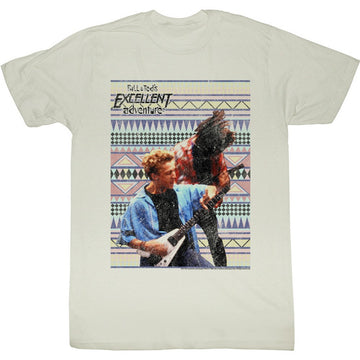 Bill And Ted Mens S/S T-Shirt - Rockin Out - Solid Natural