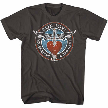 Bon Jovi Mens S/S T-Shirt - Badname - Solid Smoke
