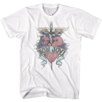 Bon Jovi Mens S/S T-Shirt - Pierced - Solid White