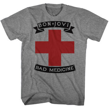 Bon Jovi Mens S/S T-Shirt - Badmed - Heather Graphite Heather