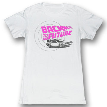 Back To The Future Girls Juniors S/S T-Shirt - Checkers - Solid White