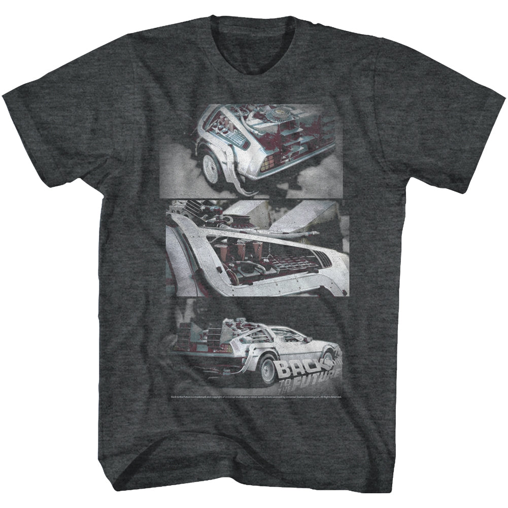 Back To The Future Mens S/S T-Shirt - Hipster To The Future - Heather Black Heather