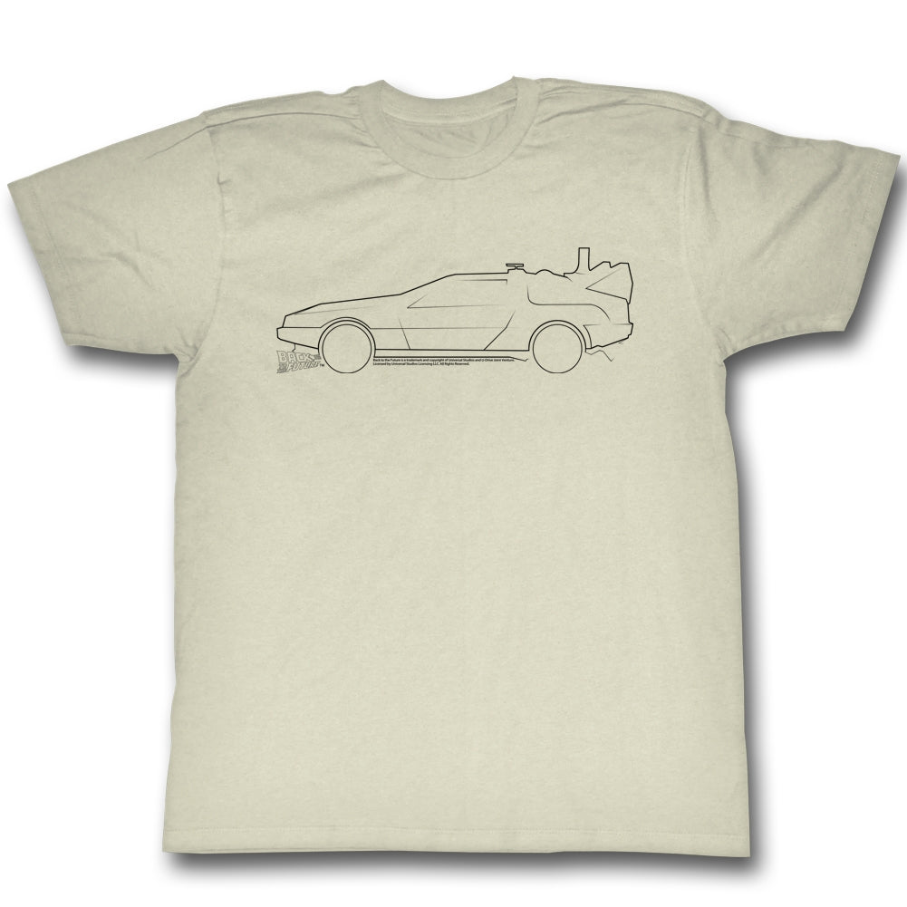 Back To The Future Mens S/S T-Shirt - Lines - Solid Natural
