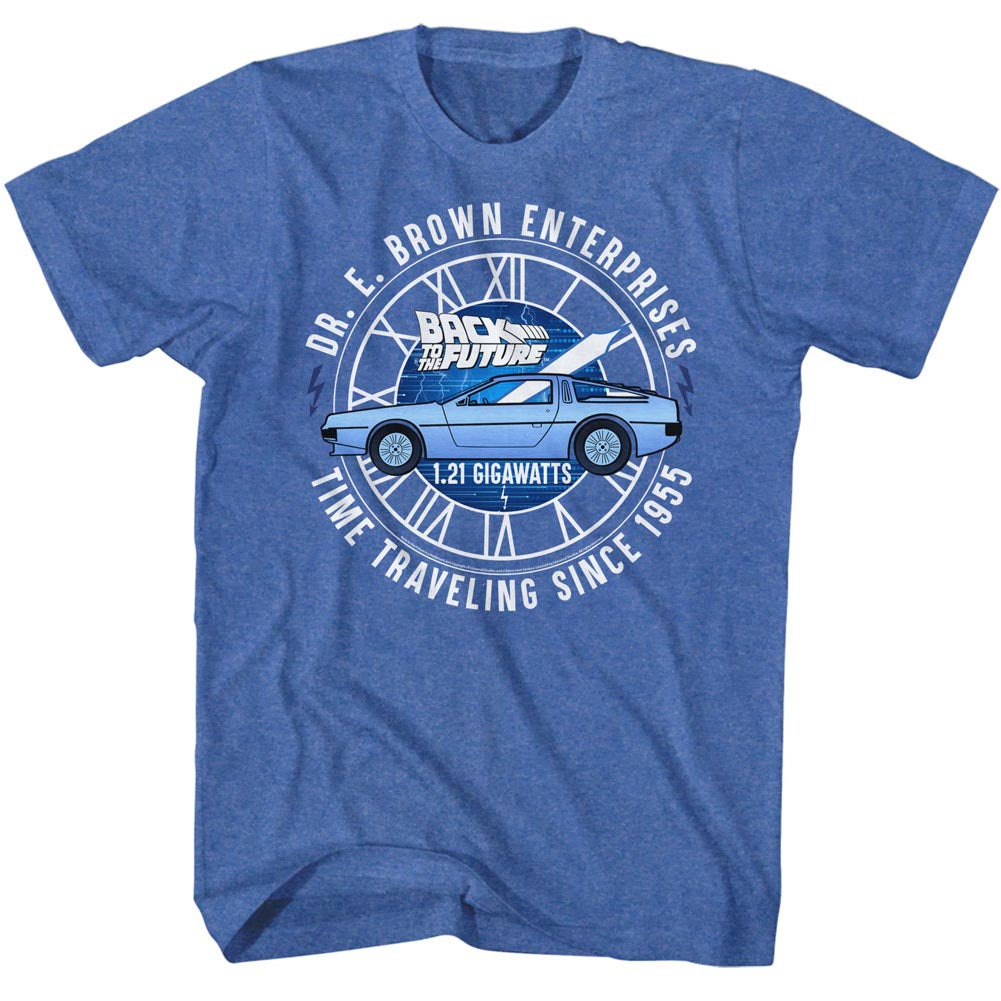 Back To The Future Mens S/S T-Shirt - Dr E Brown Enterprises - Heather Royal Heather
