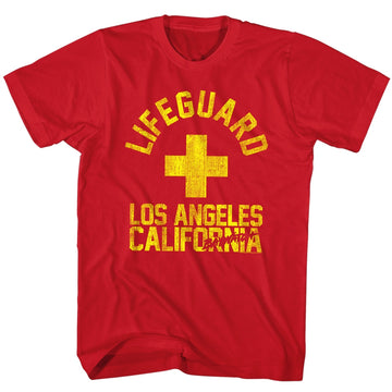 Baywatch Mens S/S T-Shirt - La Guard - Solid Red