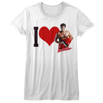 Baywatch Girls Juniors S/S T-Shirt - Hearthoff - Solid White