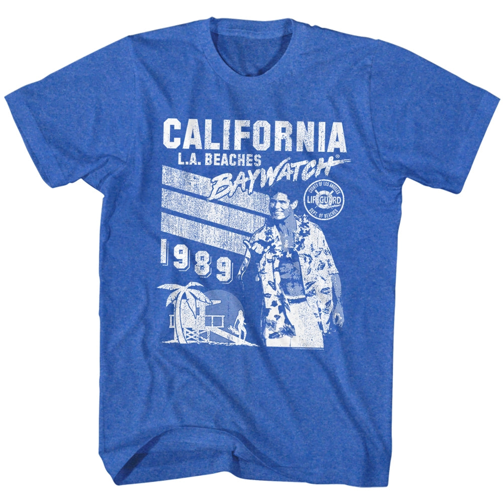 Baywatch Mens S/S T-Shirt - Baywatch - Heather Royal Heather