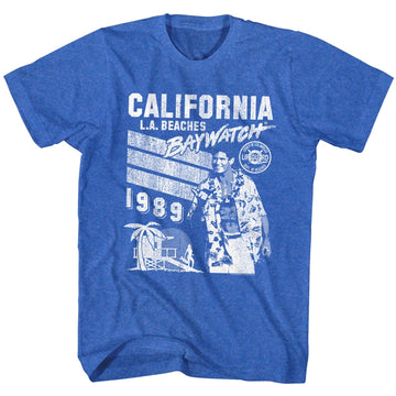 Baywatch Mens S/S T-Shirt - Baywatch - Heather Royal Heather