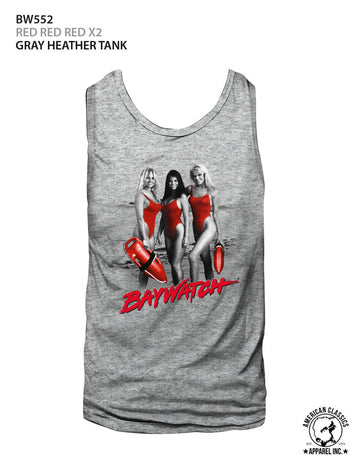 Baywatch Mens  Tank - Red Red Red X2 - Solid Gray Heather
