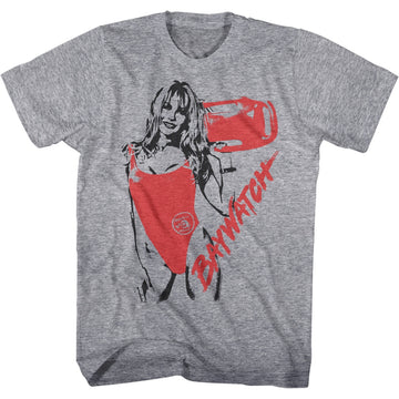 Baywatch Mens S/S T-Shirt - Two Tone - Heather Gray Heather