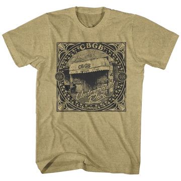 CBGB Mens S/S T-Shirt - Underground Rock - Heather Khaki Heather