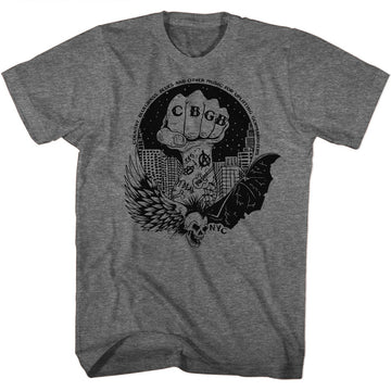 CBGB Mens S/S T-Shirt - Nyc - Heather Graphite Heather