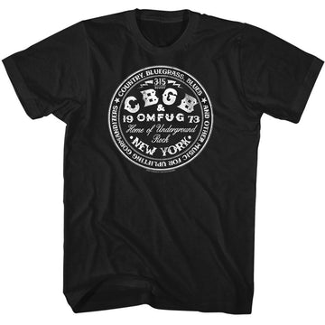 CBGB Mens S/S T-Shirt - CBGBcircle - Solid Black