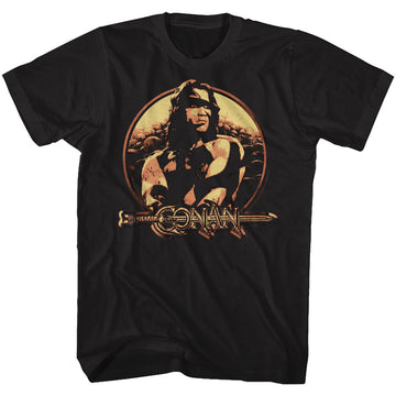Conan Mens S/S T-Shirt - Shield - Solid Black