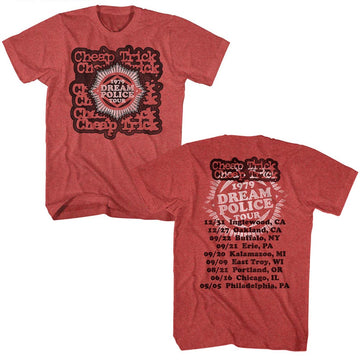 Cheap Trick Mens S/S T-Shirt - Dream Police Tour - Heather Red Heather