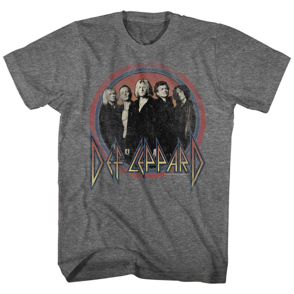 Def Leppard Mens S/S T-Shirt - Circles - Heather Graphite Heather