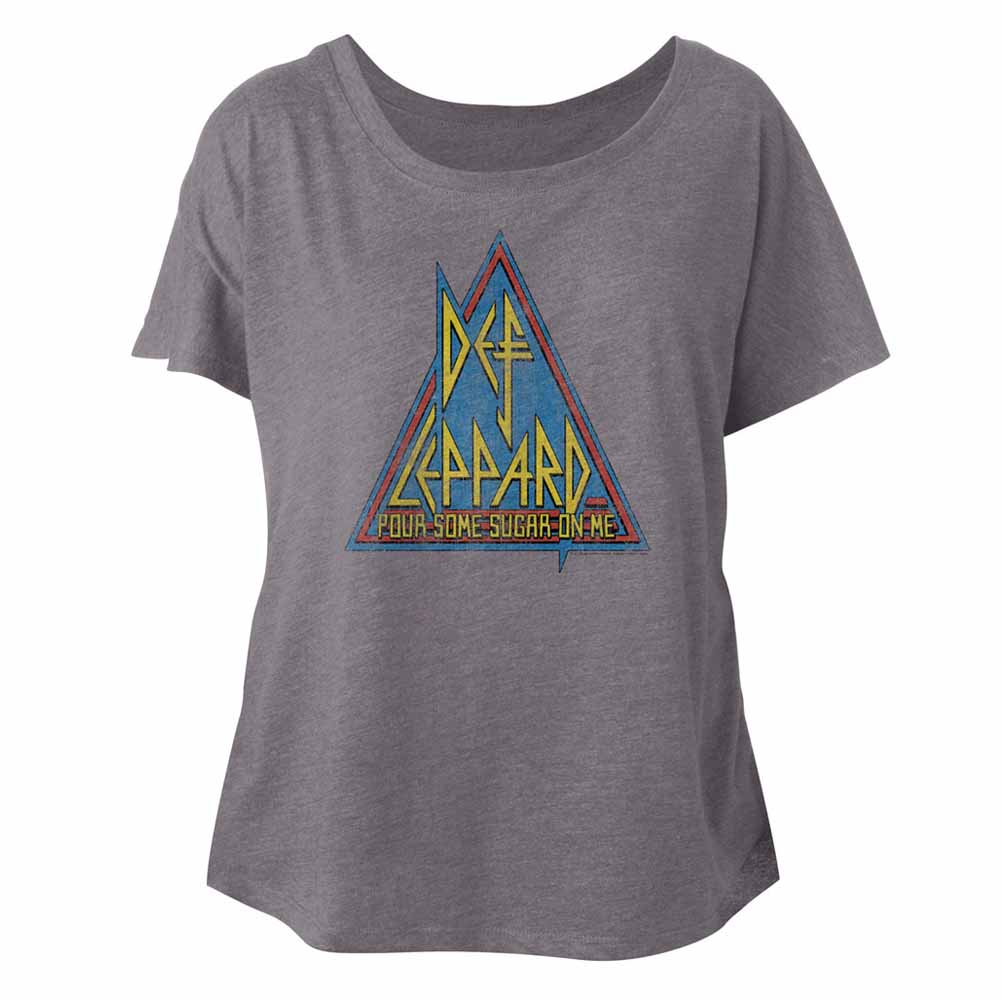 Def Leppard Ladies S/S Dolman - Primary Triangle - Heather Premium Heather