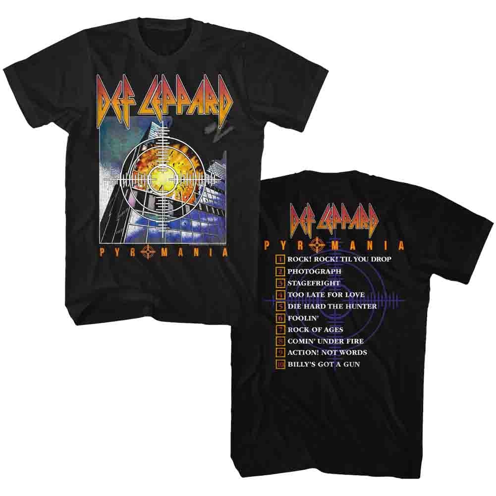 Def Leppard Mens S/S T-Shirt - Pyro Album - Solid Black