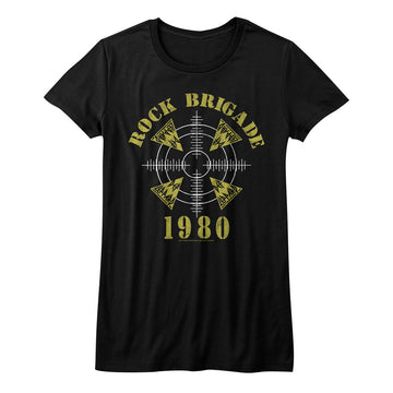 Def Leppard Girls Juniors S/S T-Shirt - Rock Brigade - Solid Black