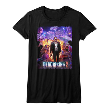 Dead Rising Girls Juniors S/S T-Shirt - Purple Action - Solid Black