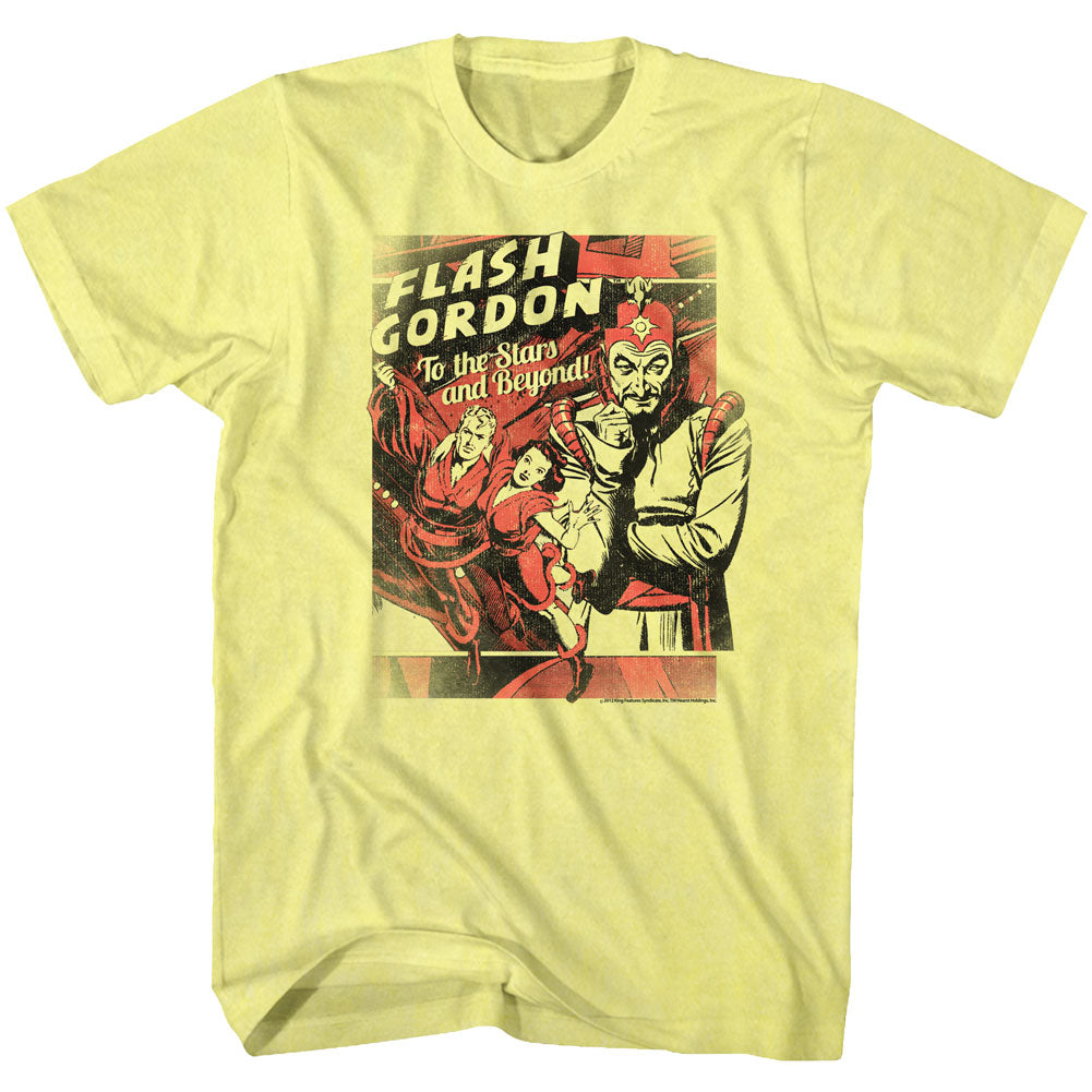 Flash Gordon Mens S/S T-Shirt - To The Stars - Heather Yellow Heather
