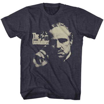 Godfather Mens S/S T-Shirt - Finger Waggle - Heather Navy Heather