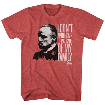 Godfather Mens S/S T-Shirt - No Apologies - Heather Red Heather