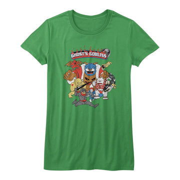 Ghost'N Goblins Girls Juniors S/S T-Shirt - Goblins - Solid Kelly