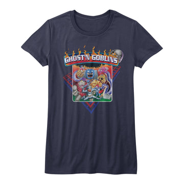 Ghost'N Goblins Girls Juniors S/S T-Shirt - Ghost'N - Solid Navy