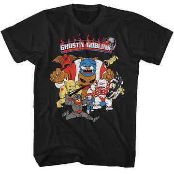 Ghost'N Goblins Mens S/S T-Shirt - Goblins - Solid Black