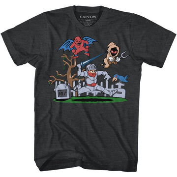 Ghost'N Goblins Mens S/S T-Shirt - Graveyard - Heather Black Heather