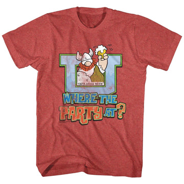 Hagar The Horrible Mens S/S T-Shirt - Where The Party At - Heather Red Heather