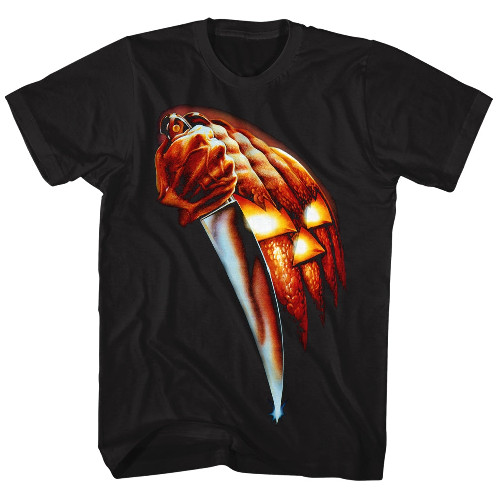Halloween Mens S/S T-Shirt - Pumpkin Knife - Solid Black
